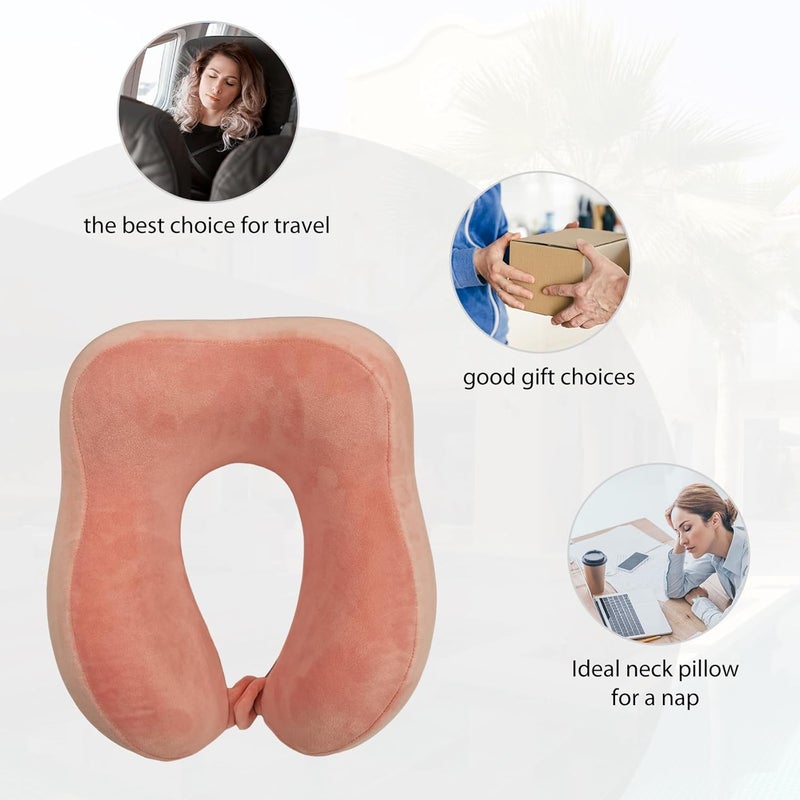 VITANECKART Hump Travel Pillow, High-end Memory Foam Neck Pillow, Double Support for Neck, Head and Chin, 360° Ergonomic Design Full Neck wrap Pillow, Suitable for Office, Airplane and car (Pink) - Image 5